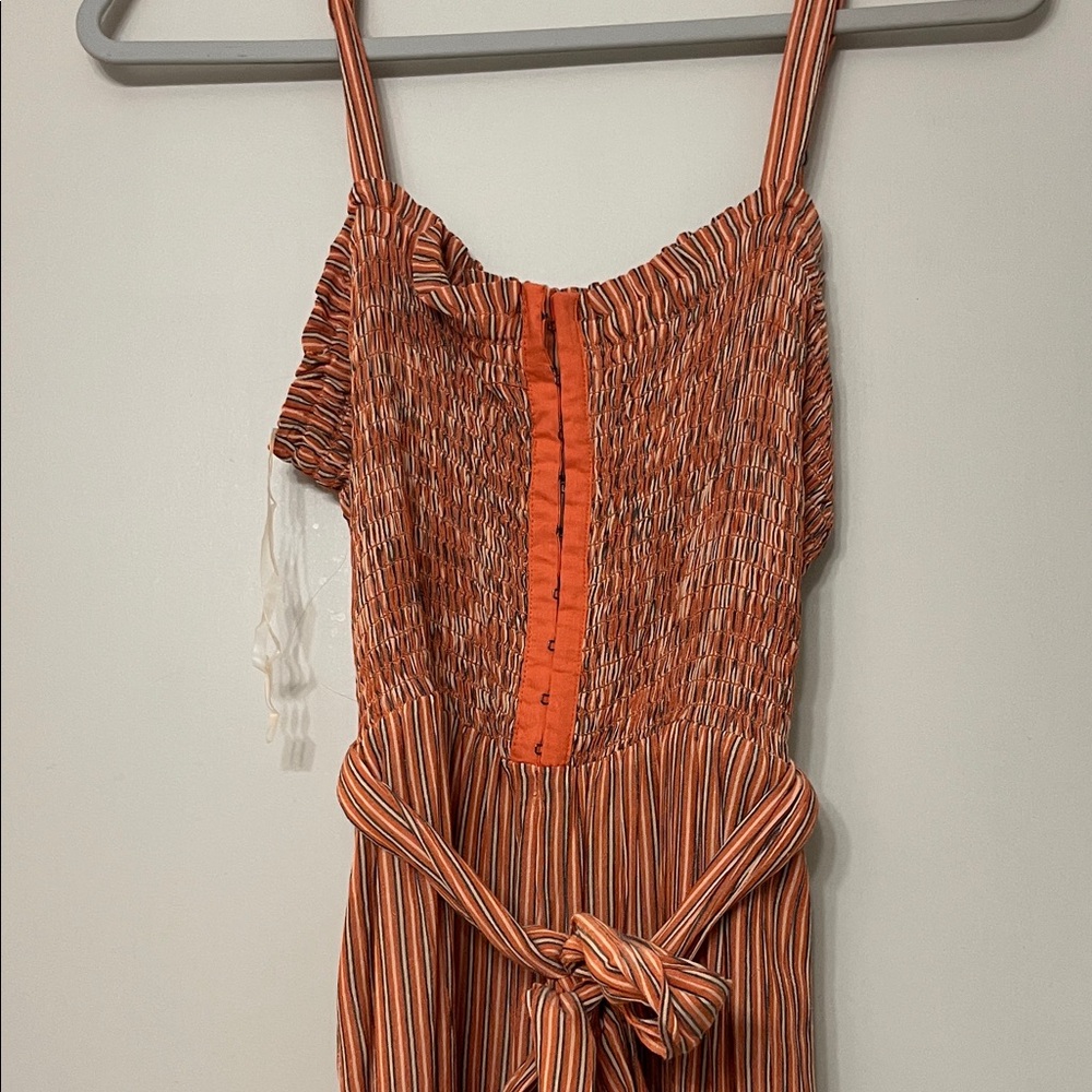 Aeropostale Orange and White Textured Jumpsuit